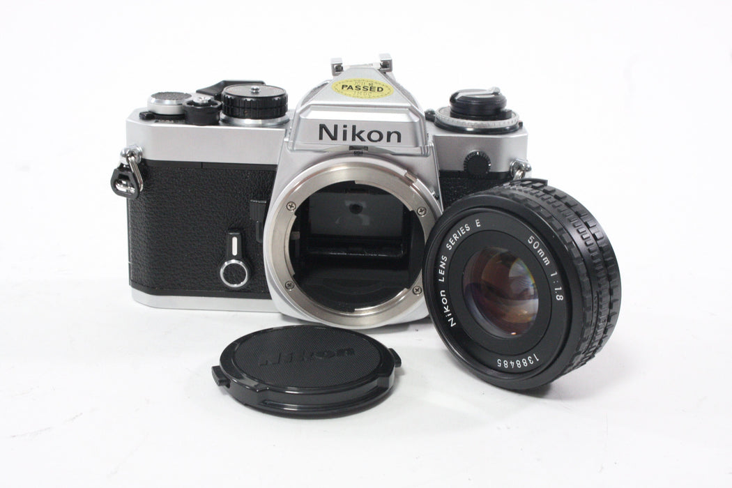 Nikon FE Chrome 35mm SLR Camera with 50mm f/1.8 Lens