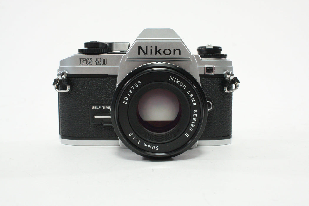 Nikon FG-20 35mm SLR Camera with 50mm f/1.8 E Series F-Mount Lens