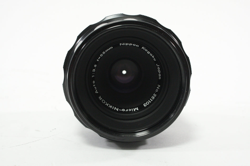 Nikon Nippon Kogaku 55mm f/3.5 Micro-Nikkor AI Lens for Nikon F with Adapter