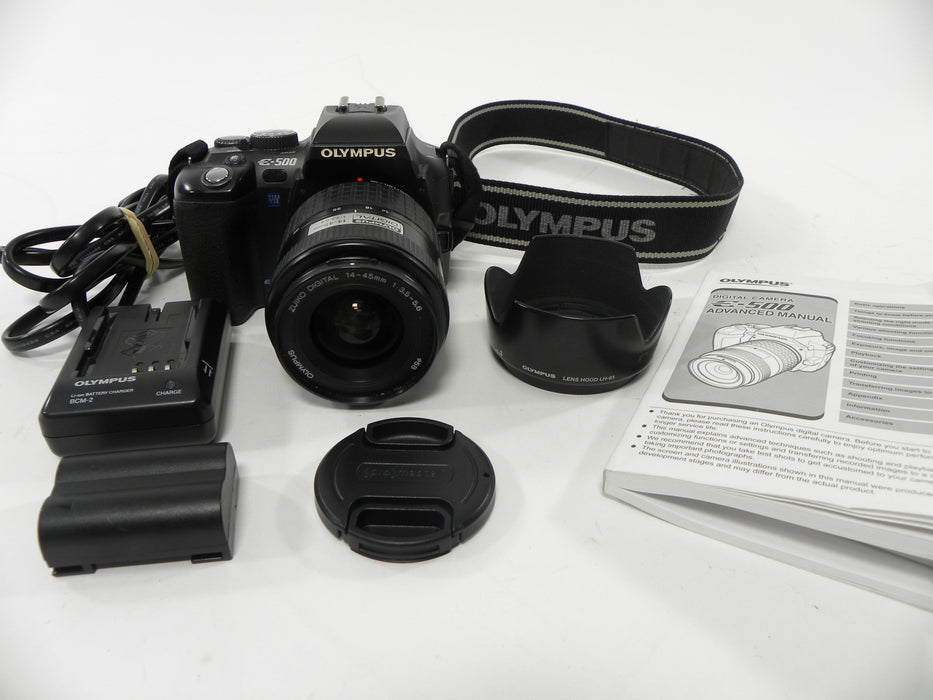 Olympus Evolt E-500 8mp Digital SLR w/Olympus Zuiko 14-45 Shutter Ct. 11,593