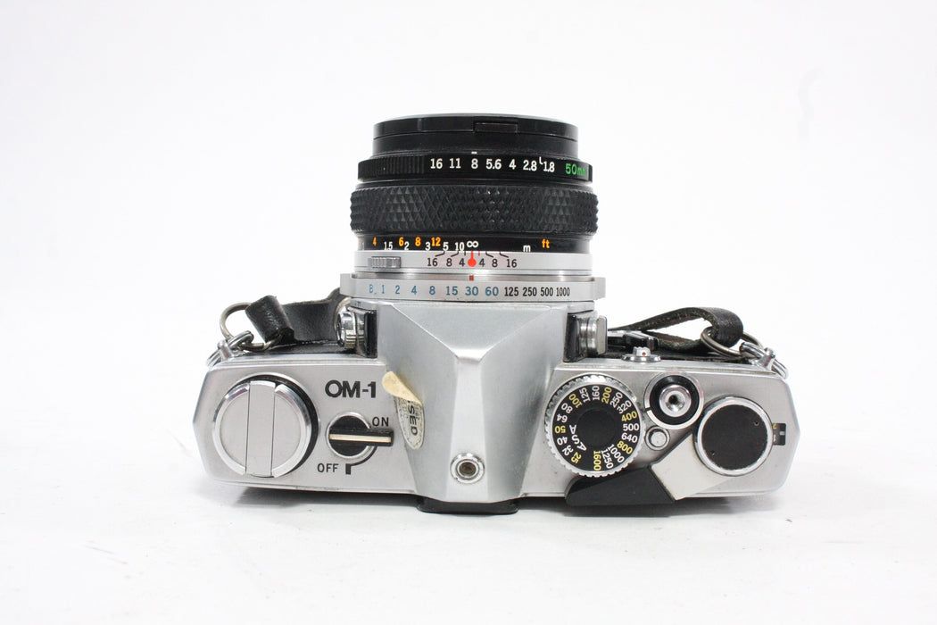 Olympus OM-1 35mm SLR Camera with a 50mm f/1.8 Lens with Case
