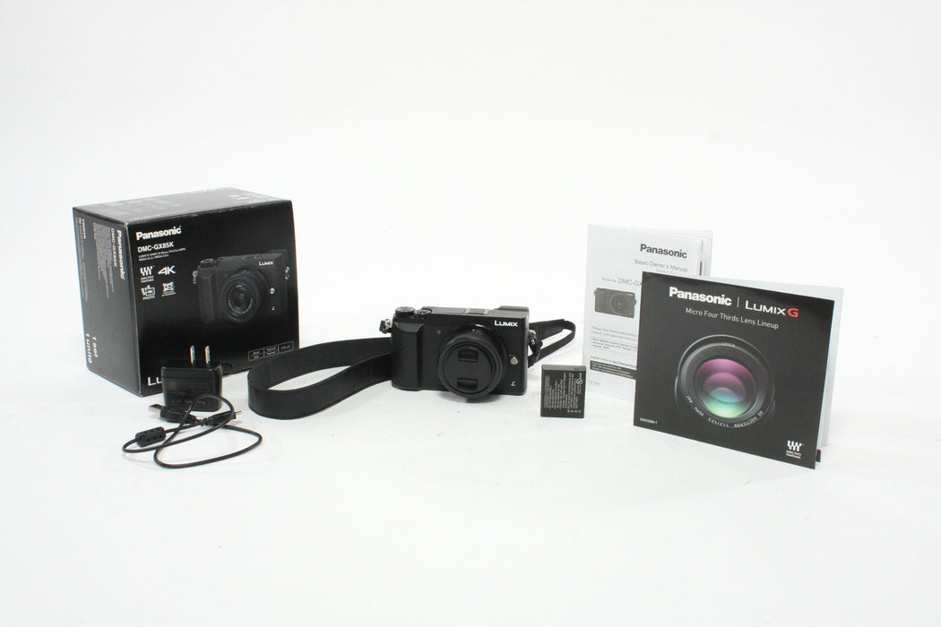 Panasonic Lumix DMC-GX85K Mirrorless Camera w/ 12-32mm f/3.5-5.6 G Vario Asph Mega OIS Micro 4/3 Lens, with a Shutter Count of 2,805.