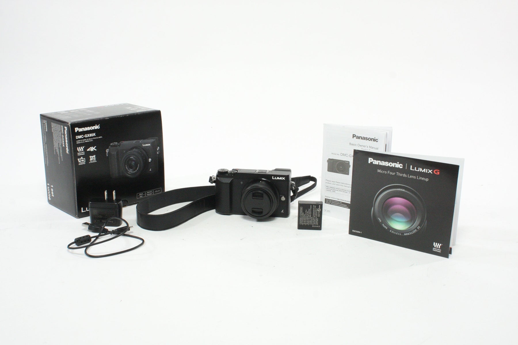 Panasonic Lumix DMC-GX85K Mirrorless Camera w/ 12-32mm f/3.5-5.6 G Vario Asph Mega OIS Micro 4/3 Lens, with a Shutter Count of 2,805.