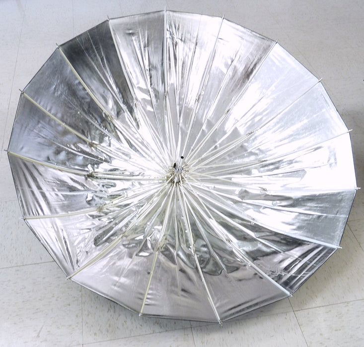 Paul C. Buff PLM 51 Bright Silver Umbrella with diffusion fabric , Strobe holder and Black Spill