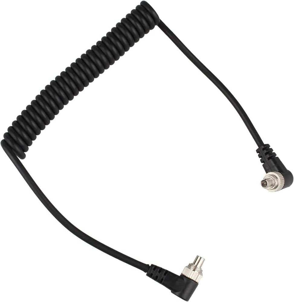 PC Male to Male Flash Sync Extension Cable Coiled Cord 12 inch