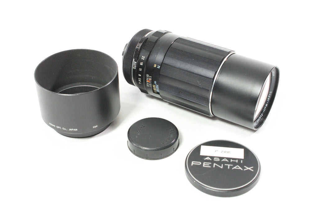 Pentax Super-Multi-Coated Takumar 200mm f/4 Lens for M42 Mount with Hood