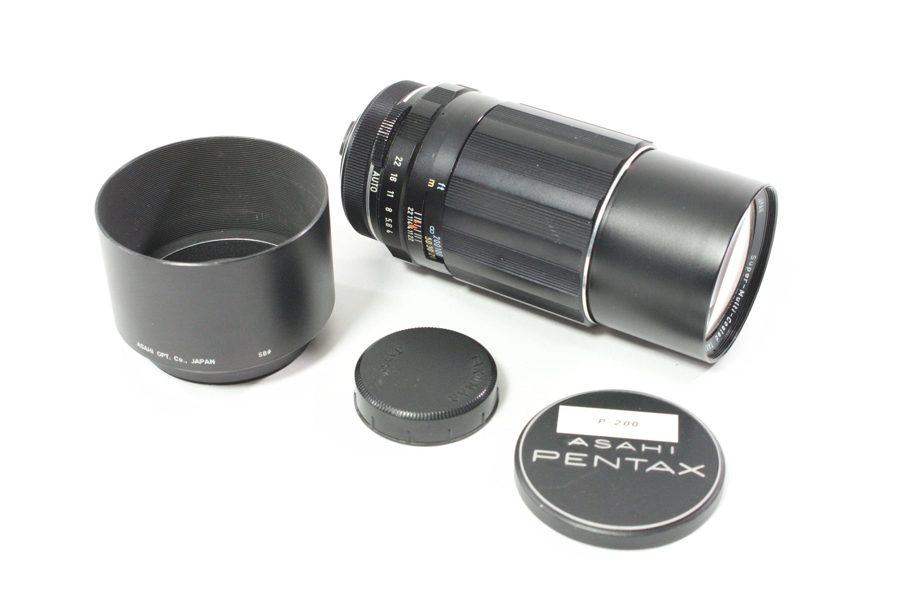Pentax Super-Multi-Coated Takumar 200mm f/4 Lens for M42 Mount with Hood