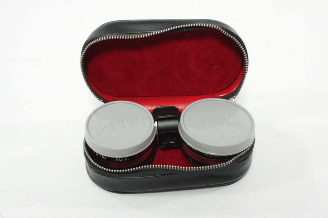 Petri AUX Lens Set with Tele-Wide Finder 75 Wide & 75 Tele for 45mm f/1.8 with Case