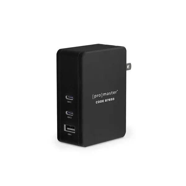 Promaster GaN USB Charger 3-Port 100 Watt USB-C (2) & USB-A (1) Wall Block