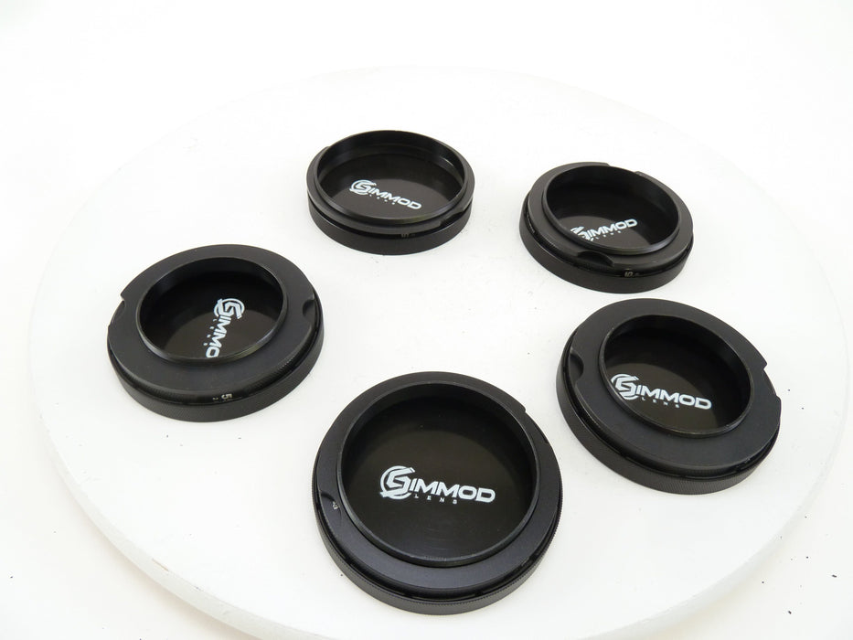 Simmod hoods with caps for 5 Mamiya Lenses