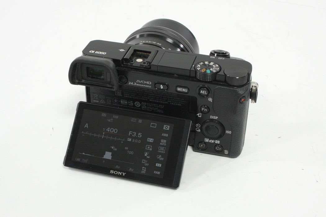 Sony a6000 Digital Mirrorless Camera with 16-50mm f/3.5-5.6 PZ with Shutter Count 11,094