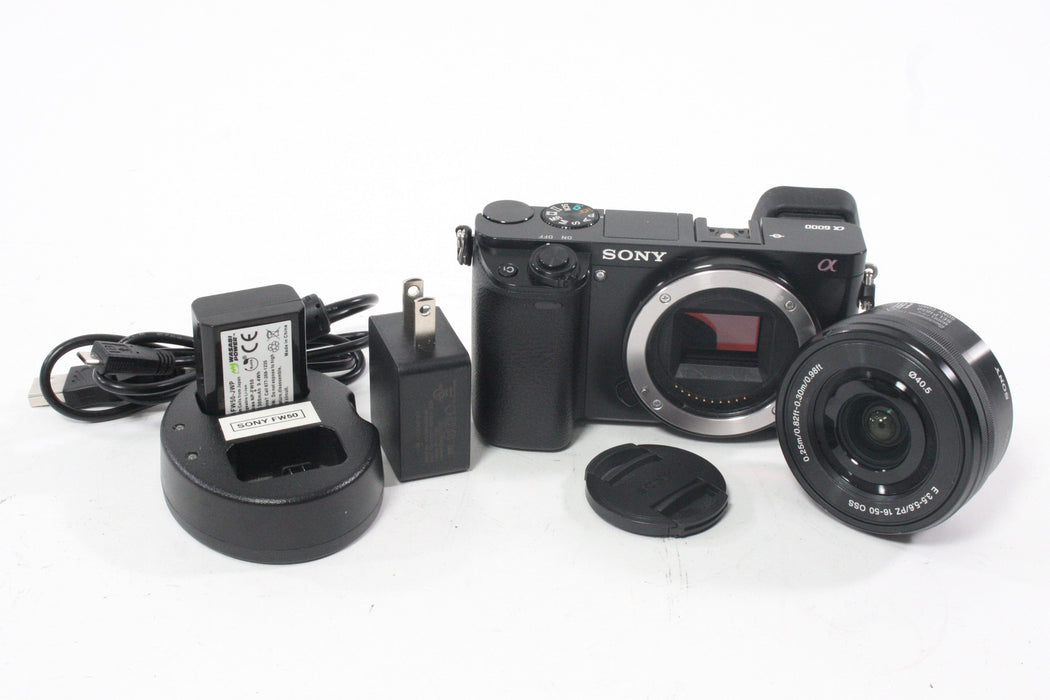 Sony A6000 Mirrorless Digital Camera with 16-50mm f/3.5-5.6 PZ OSS Lens with Shutter Count 7,211