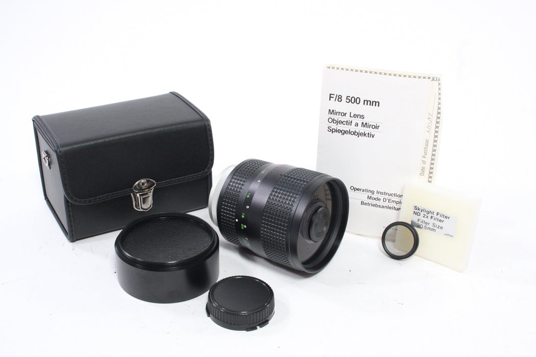 Starblitz 500mm f/8 Mirror Lens for Canon FD Mount with Skylight Filter ND 2x