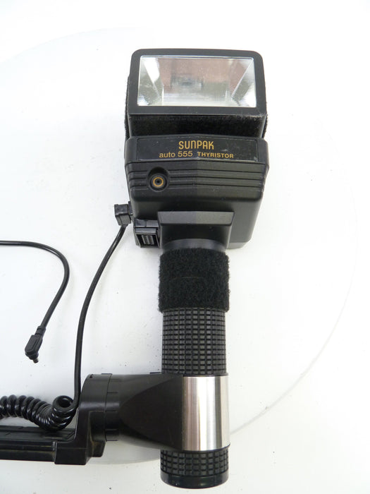 Sunpak 555 Handle Mount Flash with Brackets and Cords