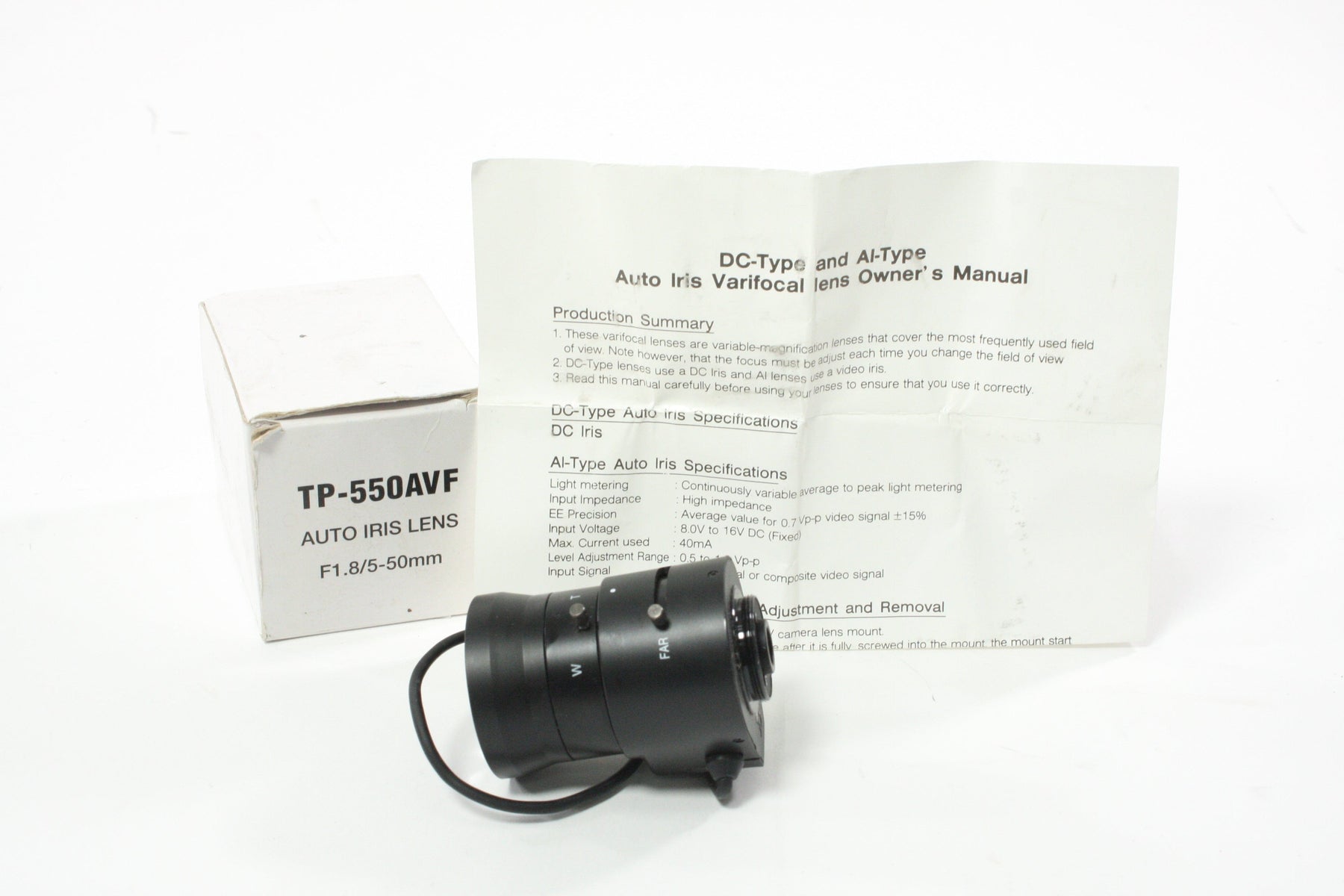 Telpix AU TP550AVF Auto Iris Vari-Focal 5-50mm CCTV Security Camera Lens
