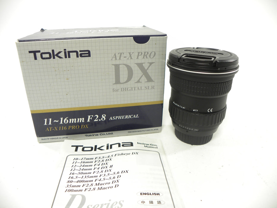 Tokina SD IF DX 11-16mm f2.8 AT-X Pro Nikon F Mount APS-C