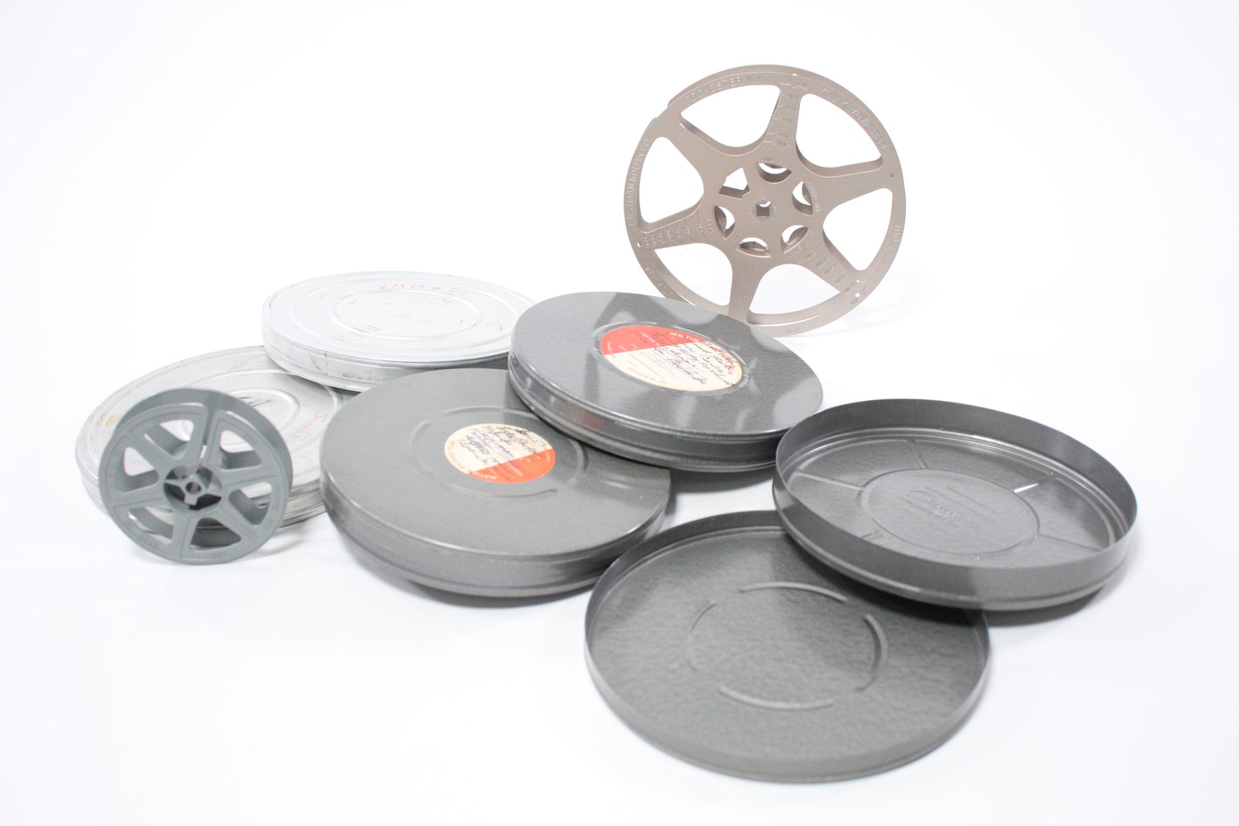 Vintage 16mm Film Canisters and Reels (Set of 5)