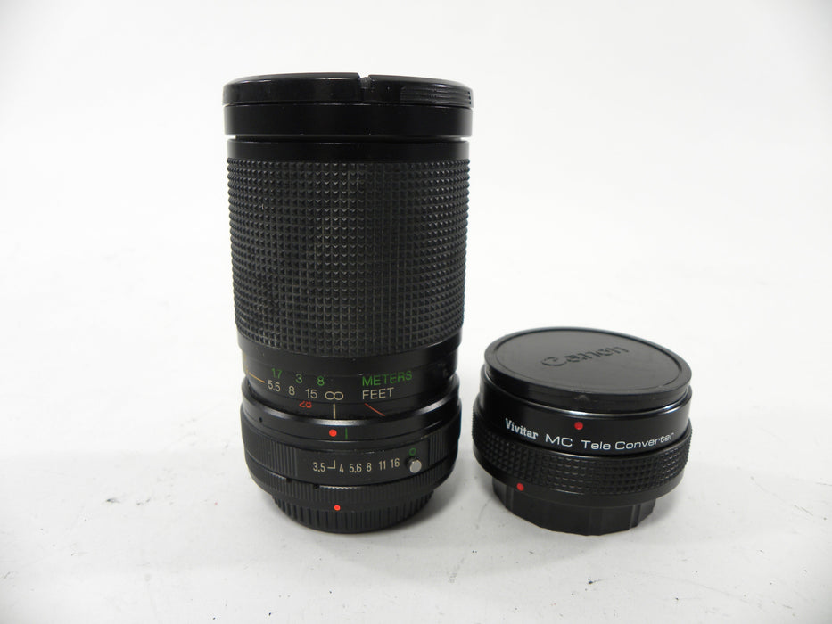 Vivitar MC 28-85mm f3.5-4.5 w/tele converter Canon Adapter