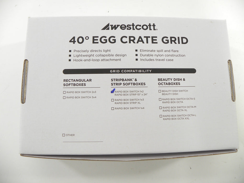 Westcott Egg Crate 40* For Rapid Box Strip 10x24 w/Switch 1x2