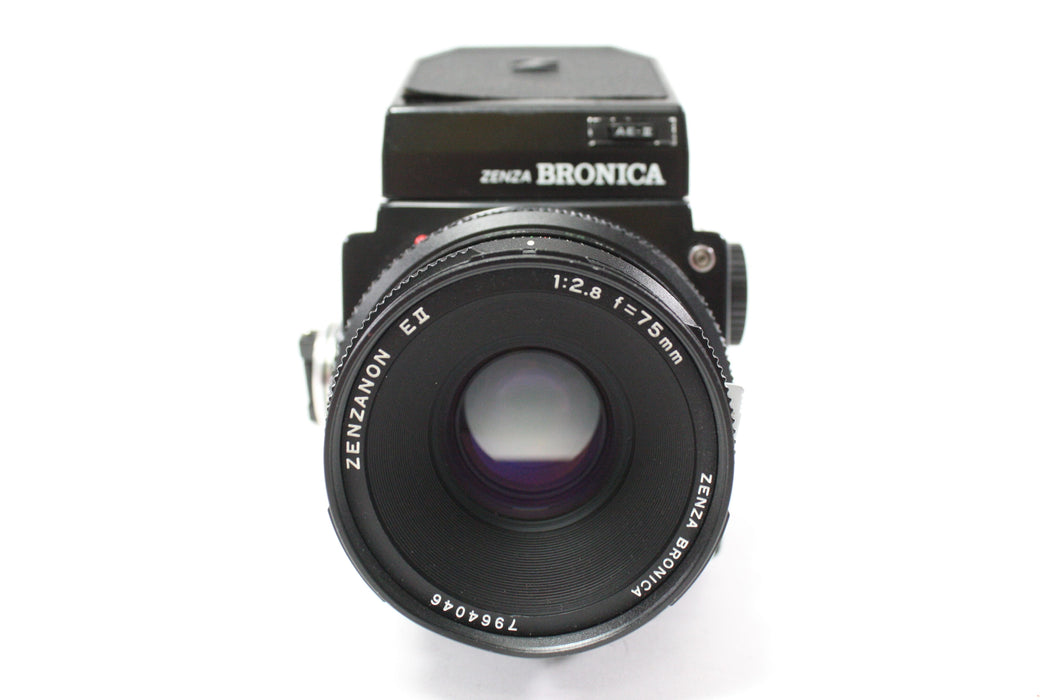 Zenza Bronica ETRS with Zenzanon EII 75mm f/2.8 Lens, 120 Film Back, and AE Prism