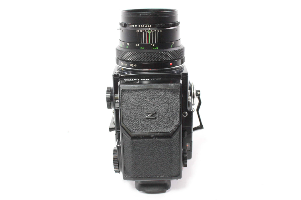 Zenza Bronica ETRS with Zenzanon EII 75mm f/2.8 Lens, 120 Film Back, and AE Prism