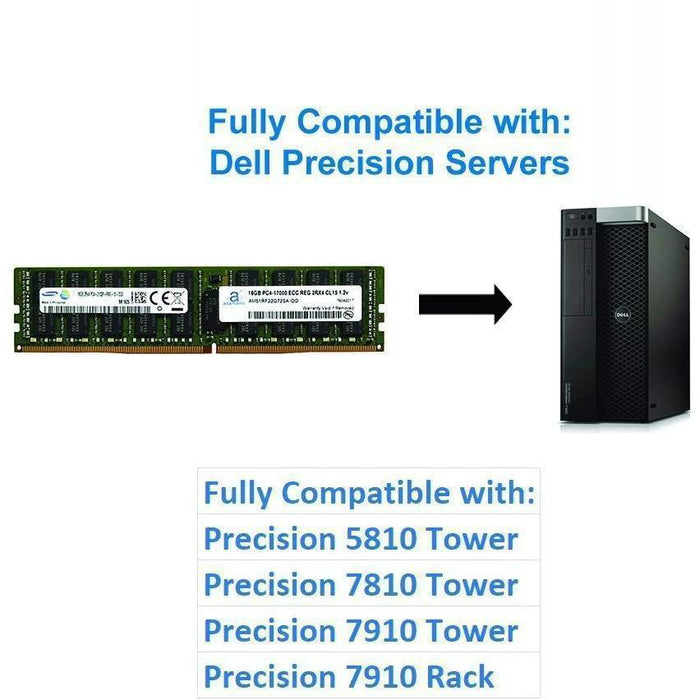 16GB (1x16GB) Server Memory Upgrade Compatible for Dell Poweredge, Dell Precision &amp; HP Proliant Servers DDR4 2133MHz PC4-17000 ECC Registered Chip 2Rx4 CL15 1.2V DRAM RAM-FoxTI