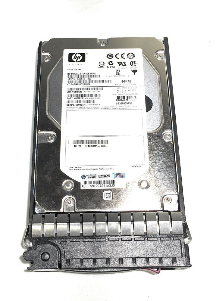 516810-003 HP 600GB 15K RPM 3.5Inches Dual Port 6GBits SAS Hard D HP