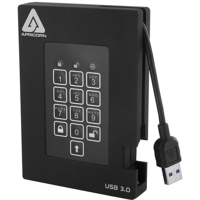 Apricorn Aegis Padlock Fortress FIPS 140-2 Level 2 Validated 256-bit Encrypted USB 3.0 Hard Drive with PIN Access, 1 TB-FoxTI
