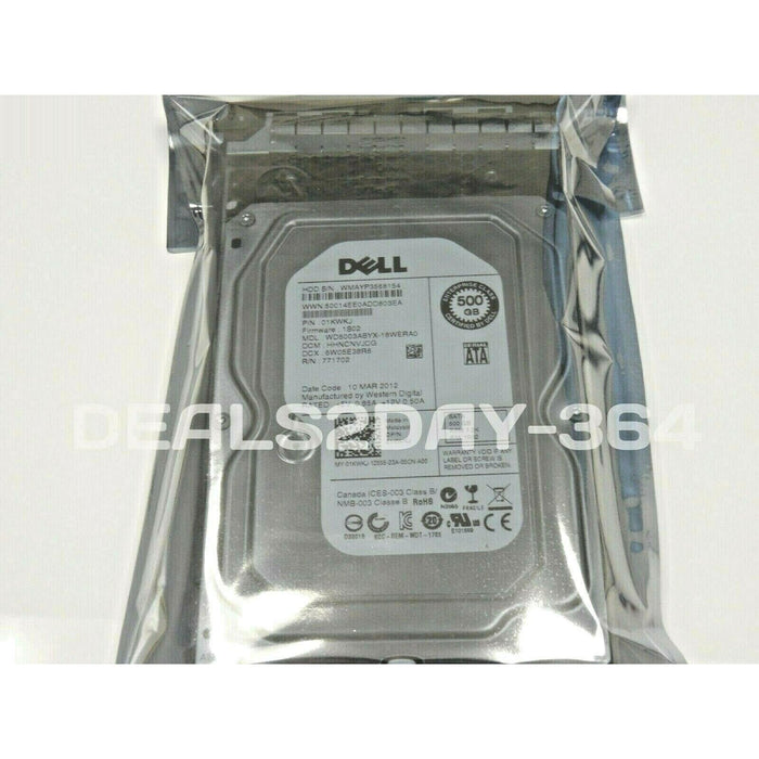 Dell 01KWKJ 500GB 7.2K 3G 64MB 3.5in SATA Drive WD5003ABYX-18WERA0 W/ Caddy 658759013040-FoxTI