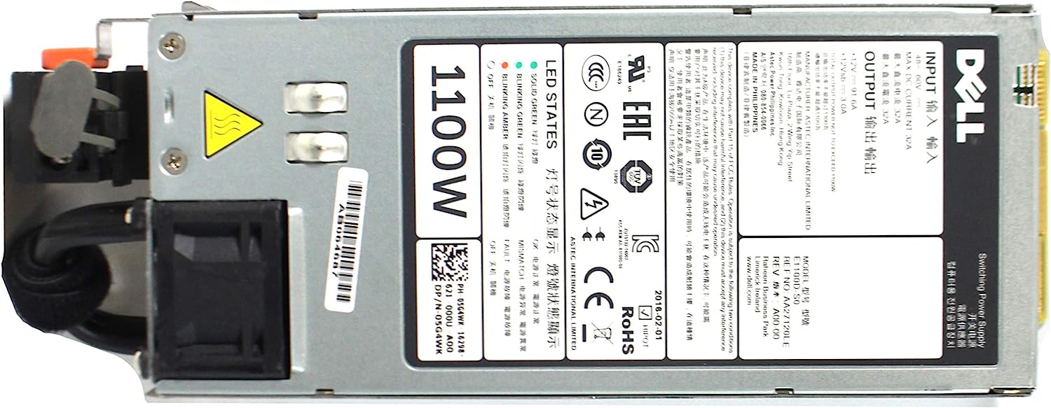 Dell 1100W DC Redundant Power Supply for PowerEdge R520 Server PN: C7JTF Y1MGX 5G4WK Fonte Dell