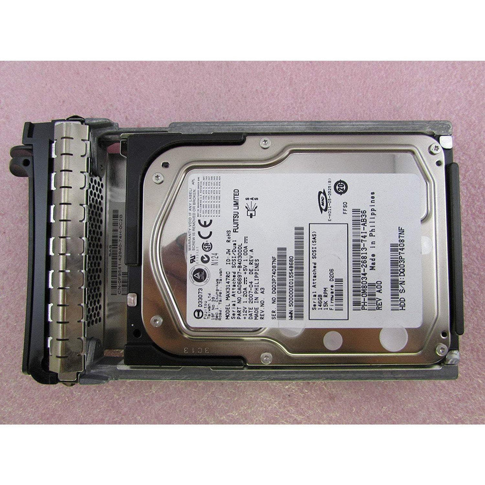Dell 146GB SAS 15K Hot Swap Hard Drive M8034 Fujitsu MAX3147RC + Tray 0F9541-FoxTI