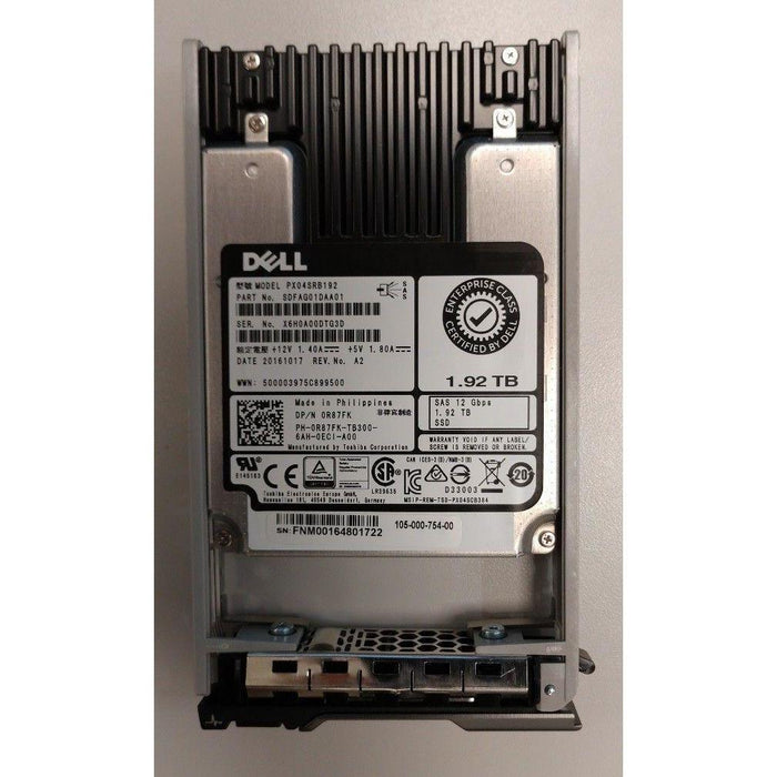 Dell 1.92TB 12Gb/s SAS 2.5in MLC SSD R87FK Toshiba PX04SRB192 Enterprise Drive 11110384744-FoxTI