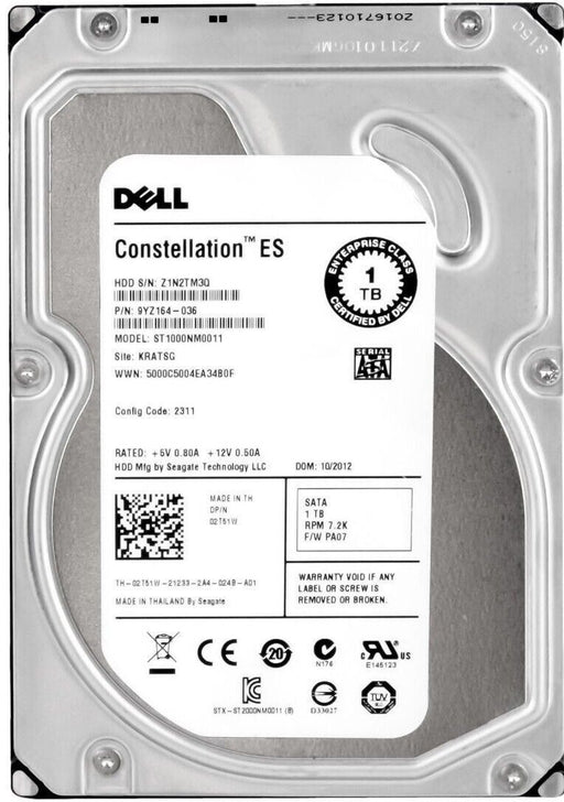 Dell 2T51W 1TB 7200RPM 3.5" SATA Hard Drive Seagate ST1000NM0011 Dell