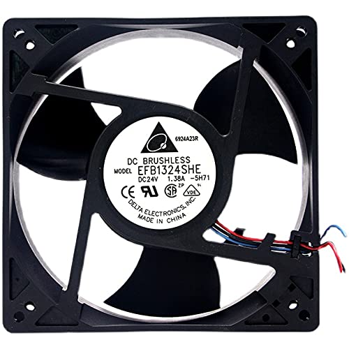 Delta EFB1324SHE-EP DC Fans 127x127x38mm 24V DC Fan with Speed Sensor (Tach),PWM Speed Control,IP56 Dust Resistant and Protected Against Heavy seas,GR-487 Salt Fog Protection cooler Genuine