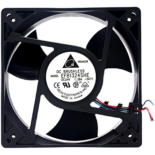 Delta EFB1324SHE-EP DC Fans 127x127x38mm 24V DC Fan with Speed Sensor (Tach),PWM Speed Control,IP56 Dust Resistant and Protected Against Heavy seas,GR-487 Salt Fog Protection
