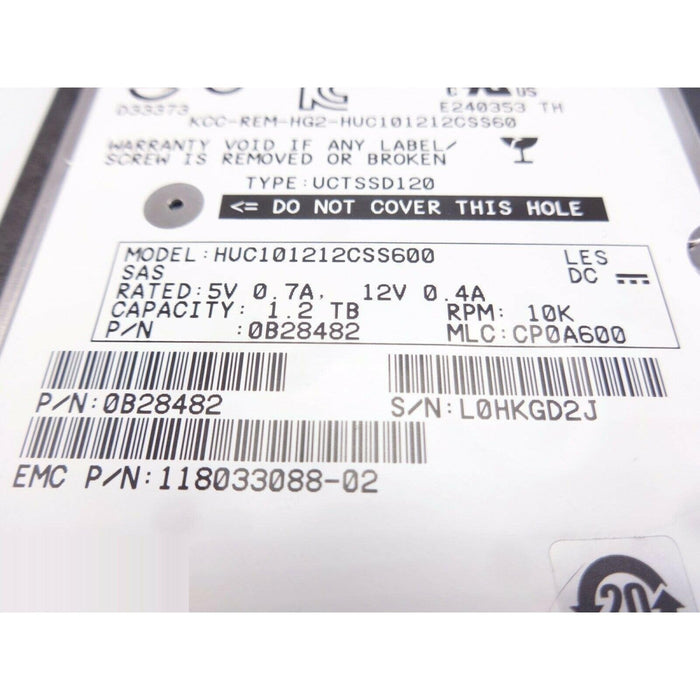 EMC 118033088-02 1.2TB 10K 6Gbps 2.5" SAS Small Form Factor Hard Drive with tray-FoxTI