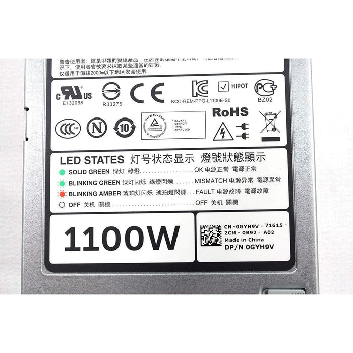 Dell 1100W Redundant Power Supply for PowerEdge R720 Server PN: NTCWP YT39Y GDPF3 GYH9V 7NF52 CC6WF XCVWK HT6GX V1YJ6-FoxTI