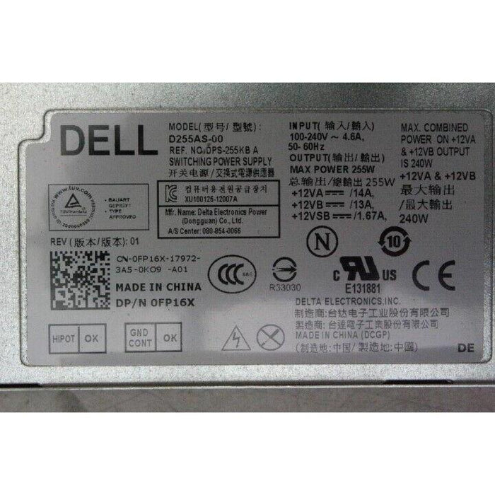 Dell SFF 3020 9020 255W Desktop Power Supply 0FP16X D255AS-00 DPS-255KB A-FoxTI