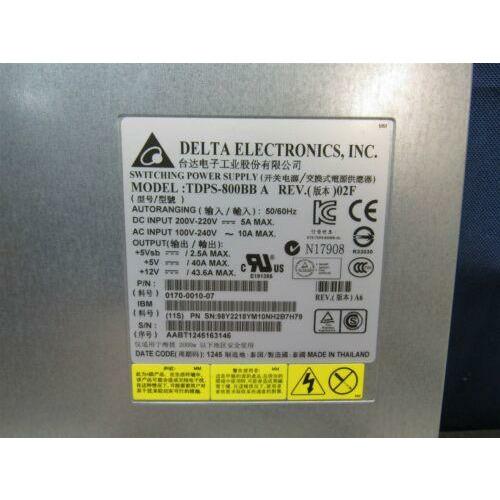Fonte IBM DS8000 98Y2218 Delta Electronics TDPS-800BB A 800W Power Supply PSU 45W8841 - MFerraz Tecnologia