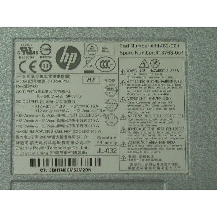 Fonte para HP Power Supply 611481-001 611482-001 240W Pro 6300 6305 Elite 8300 SFF DPS-240-FoxTI