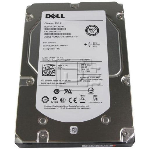 HD 600GB SAS 15k RPM 3.5" 6G Hot Plug para Dell 0J762N-FoxTI