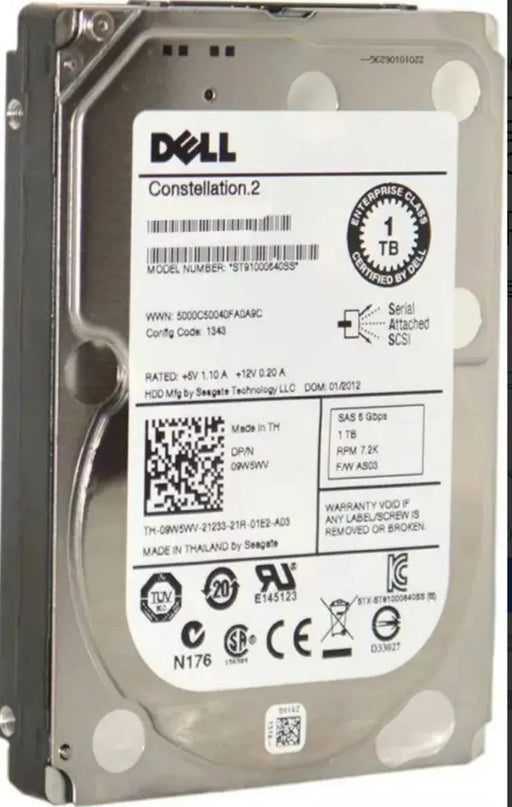 HD Dell PowerEdge 2900 Hot Swap 1TB 7.2K 6Gb/s SAS Hard Drive Dell