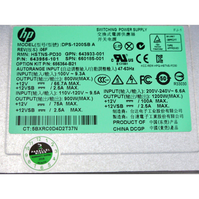 HP 1200 Watt G5 G6 G7 G8 ProLiant DL380 DL385 DL785 ML350 Server Power Supply 719826776647-FoxTI