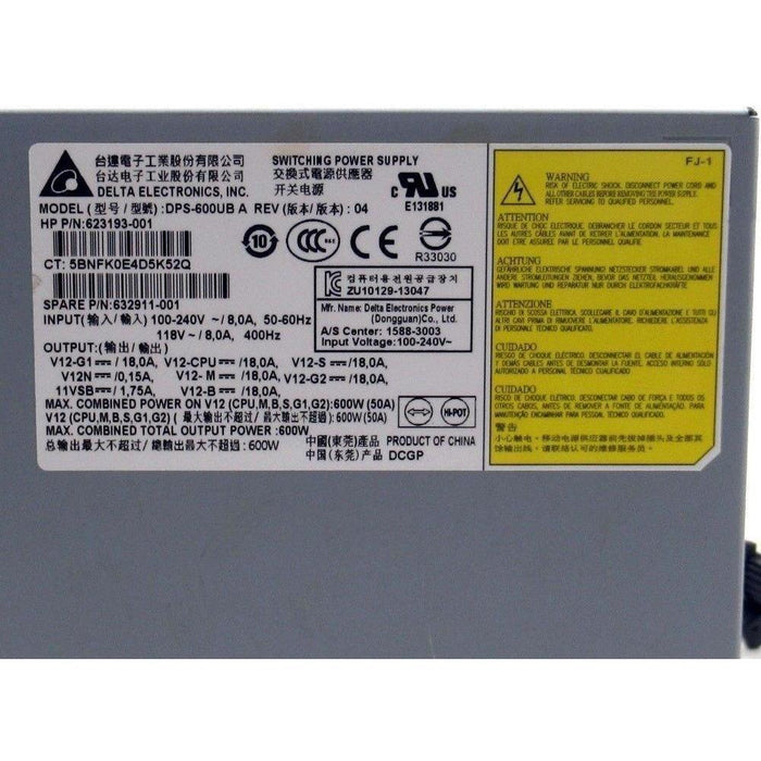 HP 632911-001 Z420 Workstation 623193-001 Switching Power Supply 600W DPS-600UB 5711045413803-FoxTI