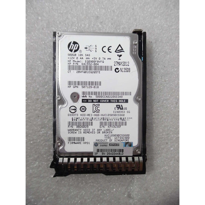 HP 653971-001 // EG0900FBVFQ 900GB 10K RPM 2.5" SAS Hard Drive HDD-FoxTI