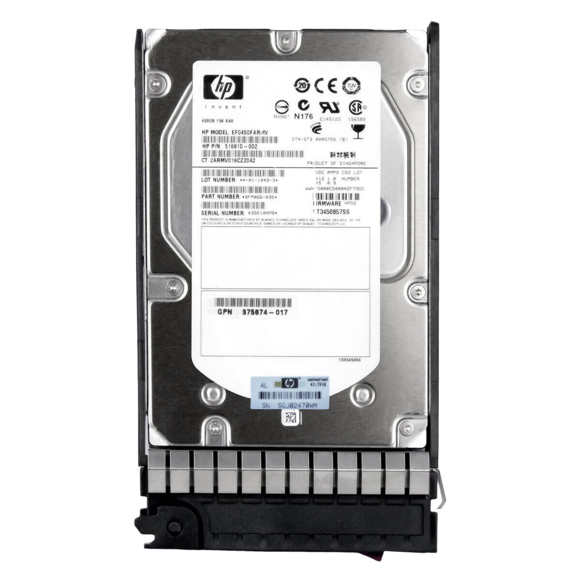 HP 450GB 10K RPM 3.5" Fibre Channel Hard Drive - 518734-001 / AP731B (Open Box)