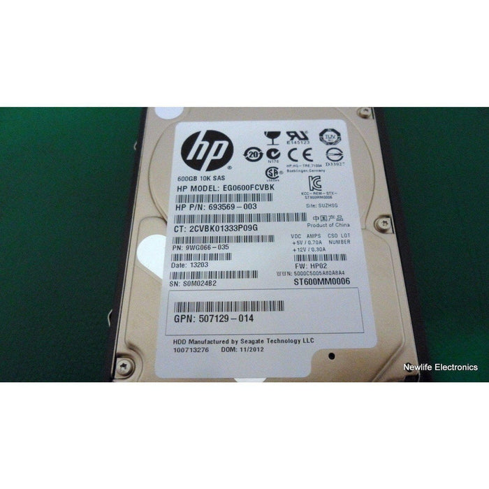 HP EG0600FCVBK 600GB 10K RPM 2.5" Hot-swap SAS HDD 693569-003 884962013786-FoxTI