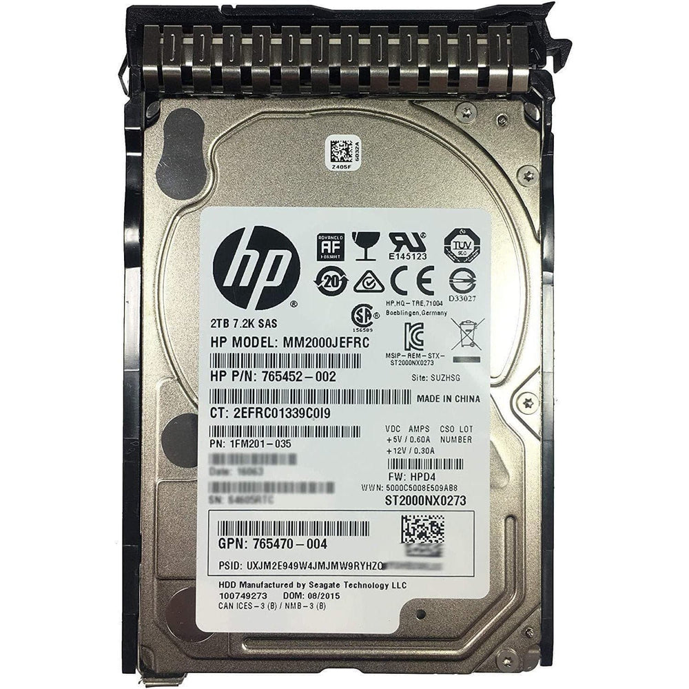 HPE 2TB MM2000JEFRC 765452-002 765470-004 ST2000NX0273 1FM201-035 7.2k RPM SAS 2.5” SFF FW: HPD4-FoxTI