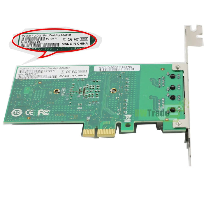 Intel 82576EB RJ45 Dual Port PCI-E X1 1Gbps Gigabit Server Adapter ROS Vmare-FoxTI