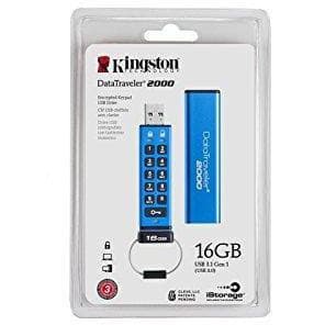 Kingston Digital 16GB DT2000 Keypad USB 3.0 ,256bit AES Hardware Encrypted (DT2000/16GB)-FoxTI